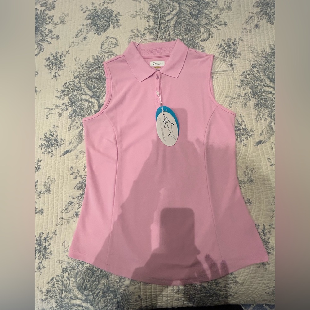 Greg Norman Collection Sleeveless Polo Tank Top in Light Pink